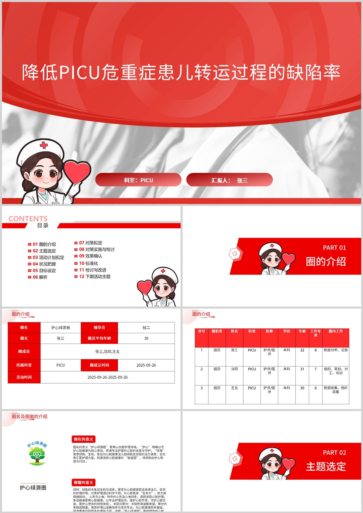 降低PICU危重症患儿转运过程的缺陷率品管圈模版