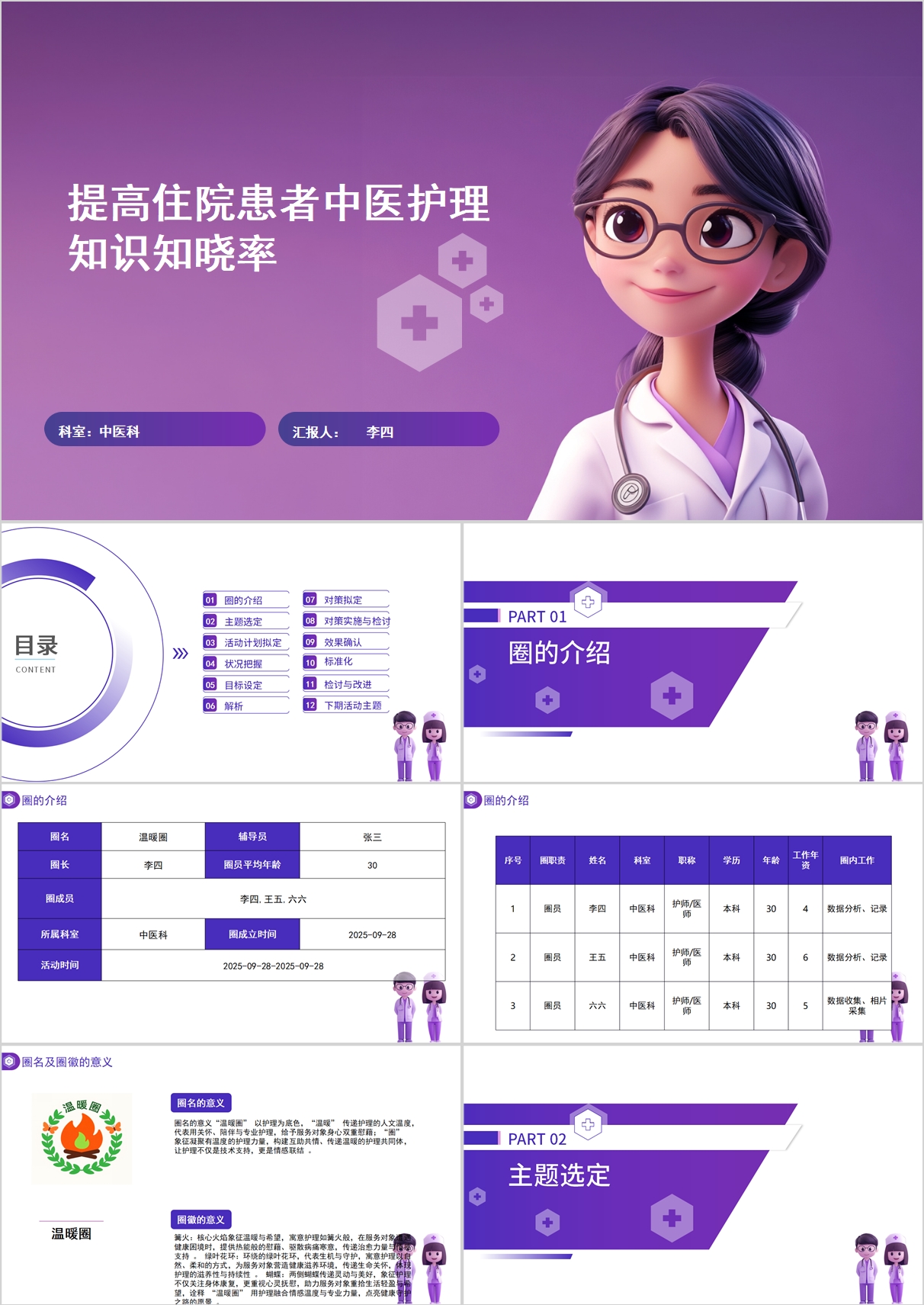 提高住院患者中医护理知识知晓率品管圈PPT模版