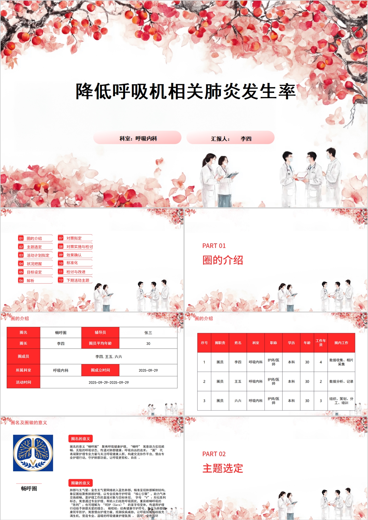 降低呼吸机相关肺炎发生率品管圈PPT模版