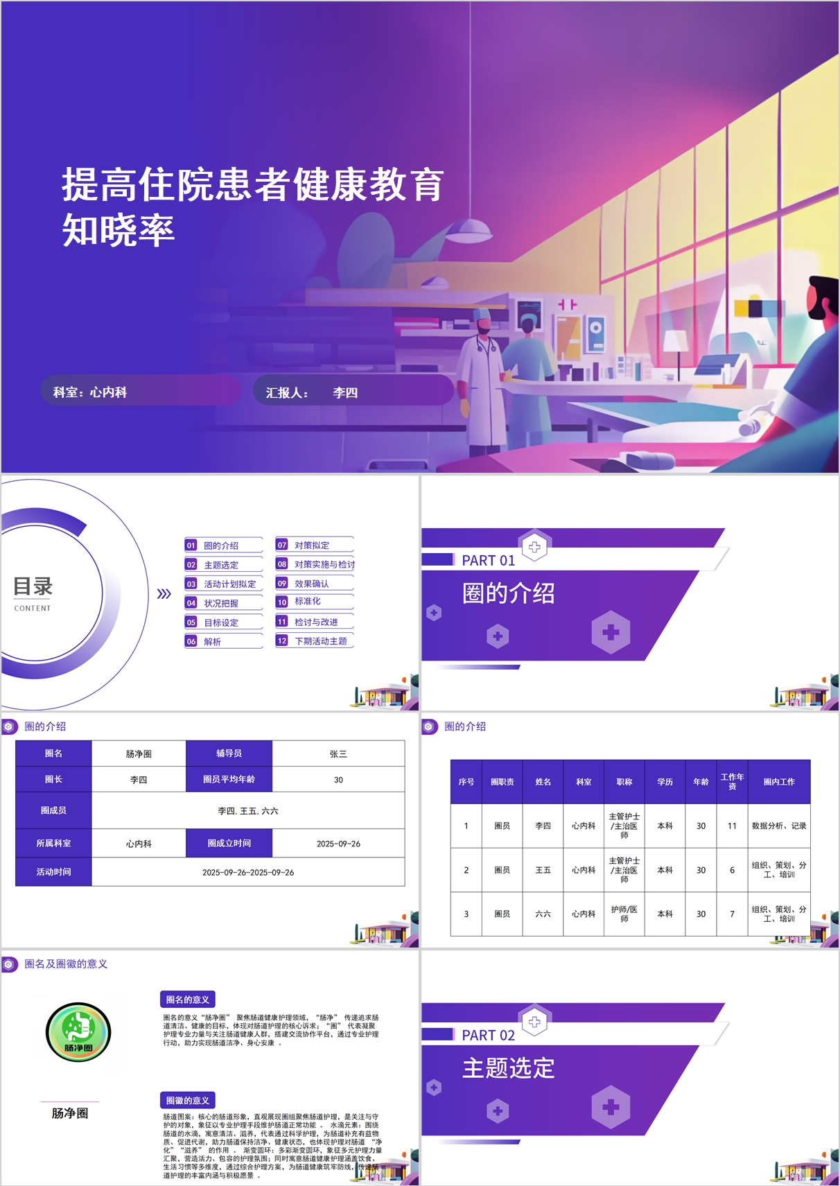 提高住院患者健康教育知晓率品管圈PPT模版