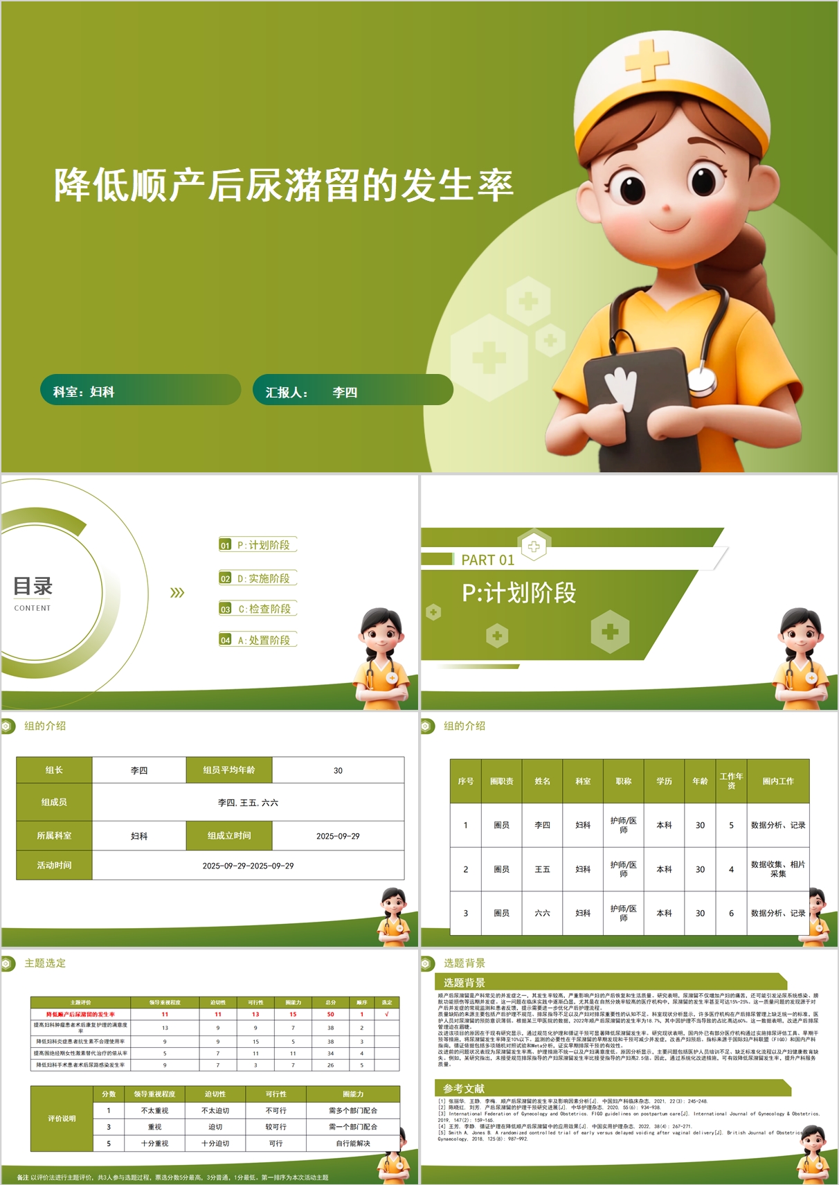 降低顺产后尿潴留的发生率品管圈PPT模版