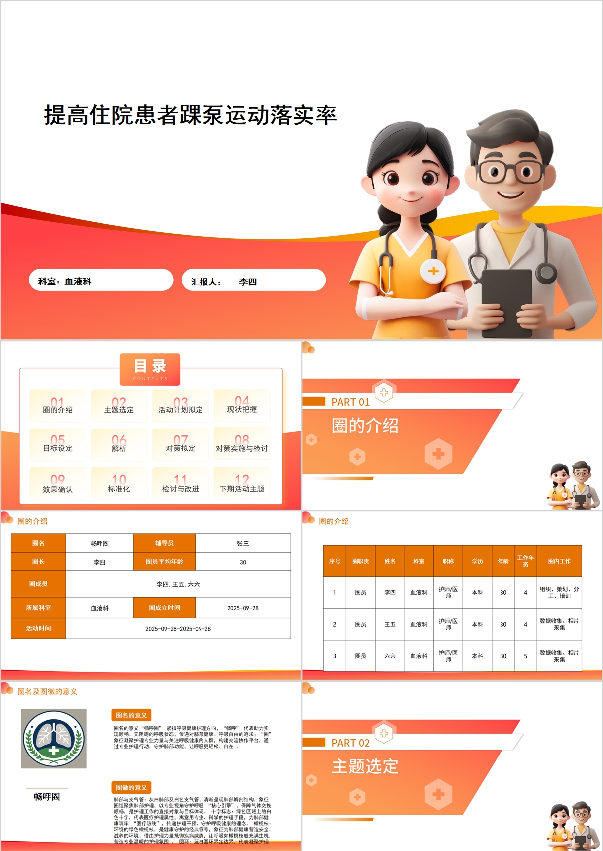 提高住院患者踝泵运动落实率品管圈PPT模版