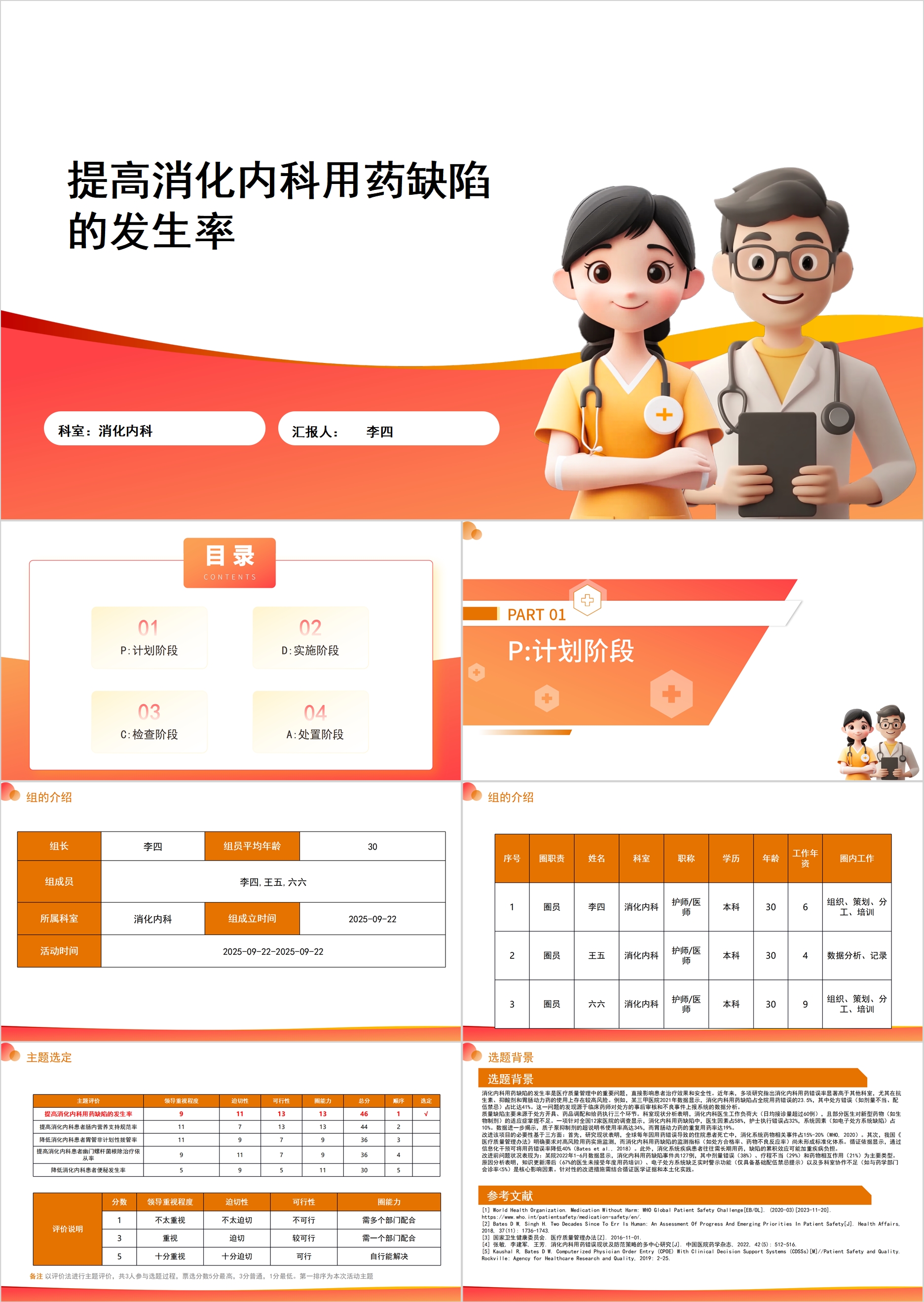 提高消化内科用药缺陷的发生率PDCA PPT模版