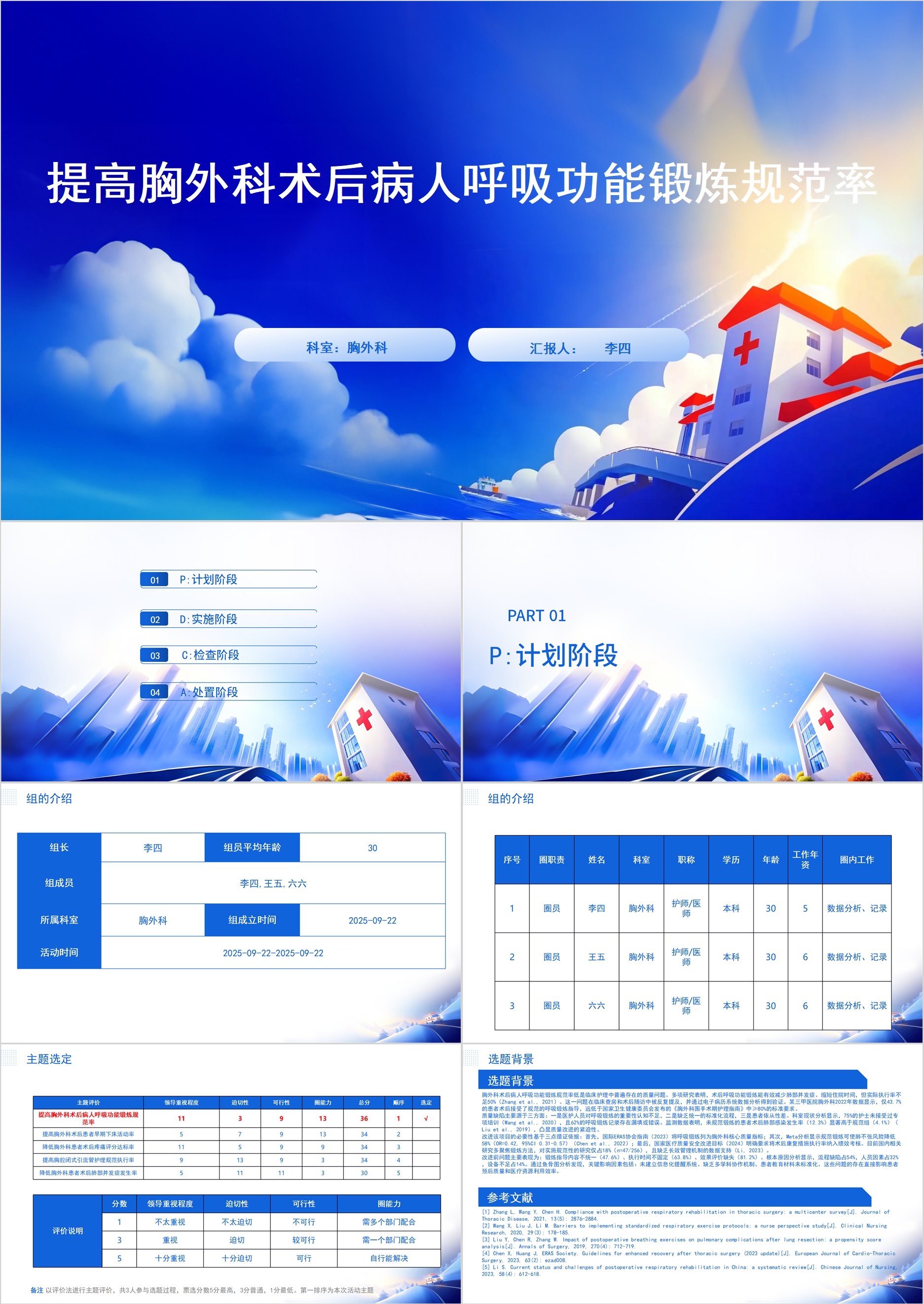 提高胸外科术后病人呼吸功能锻炼规范率PDCA PPT模版