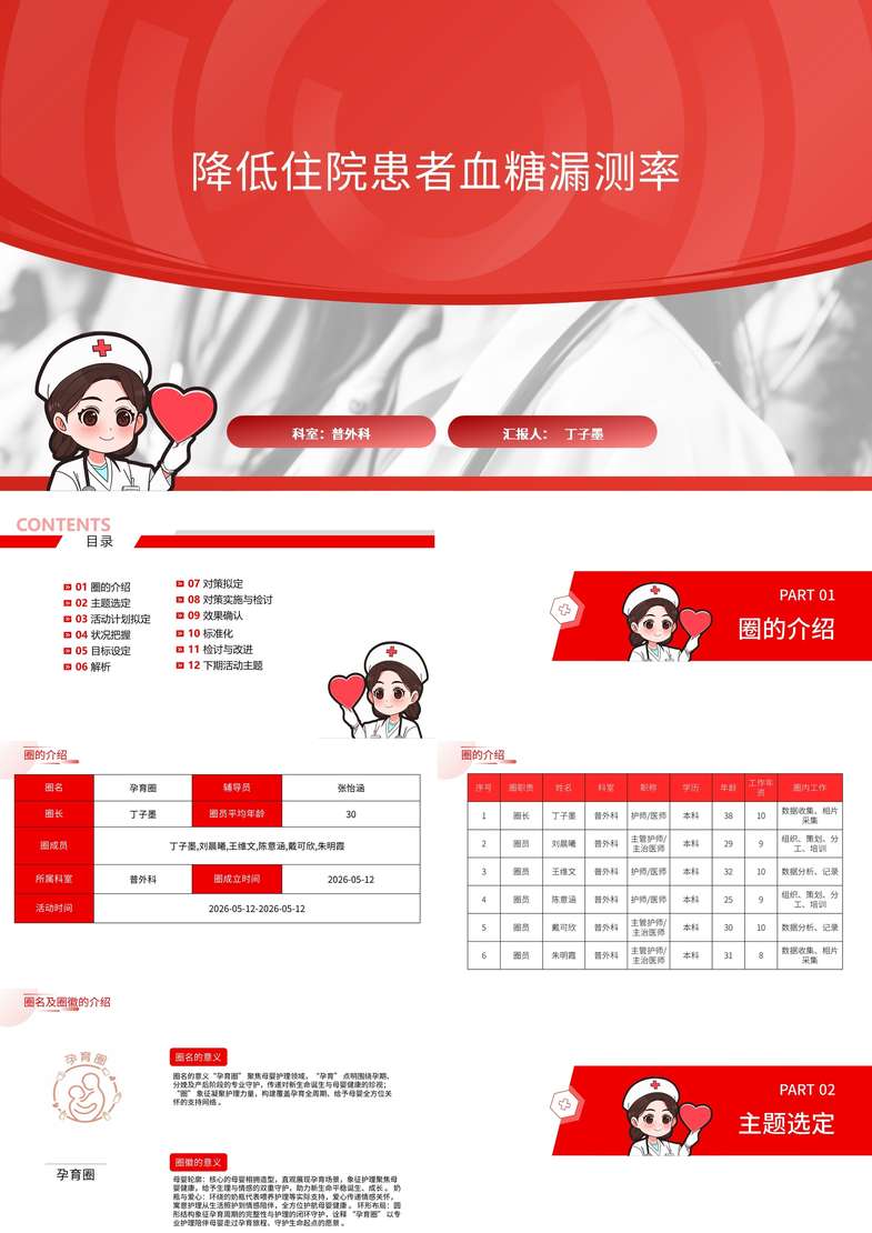 降低住院患者血糖漏测率品管圈PDCA PPT模版