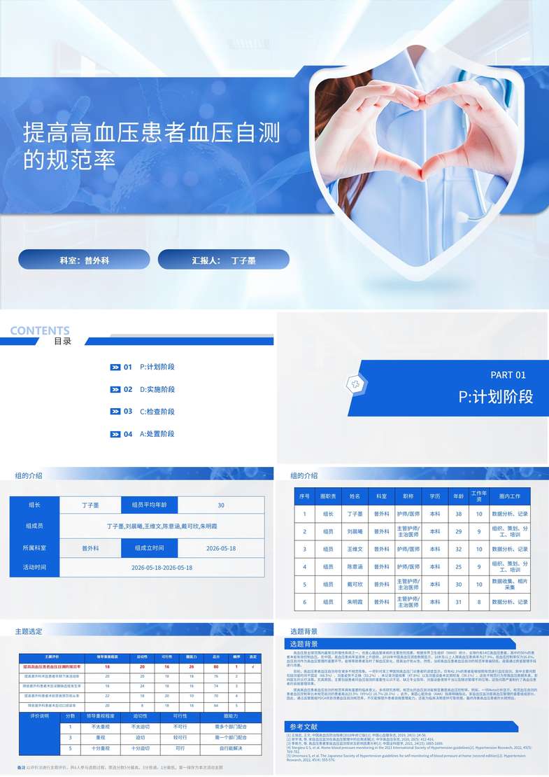 提高高血压患者血压自测的规范率品管圈PDCA PPT模版