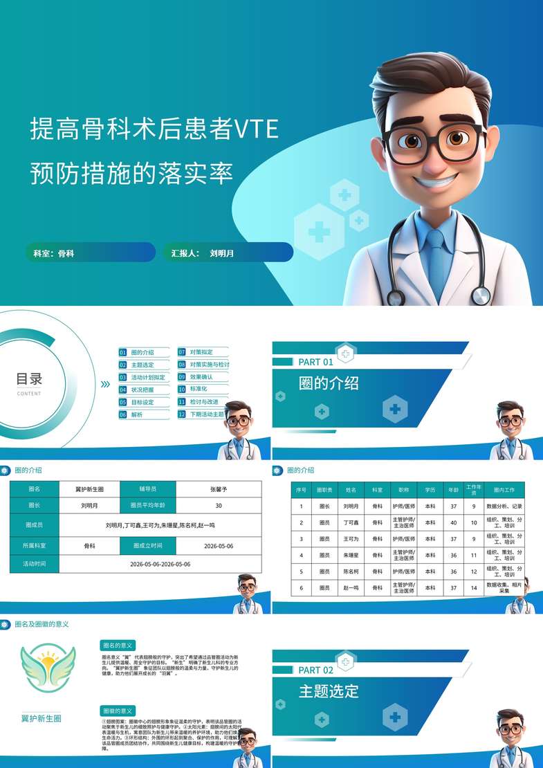 提高骨科术后患者VTE预防措施的落实率品管圈PDCA PPT模版