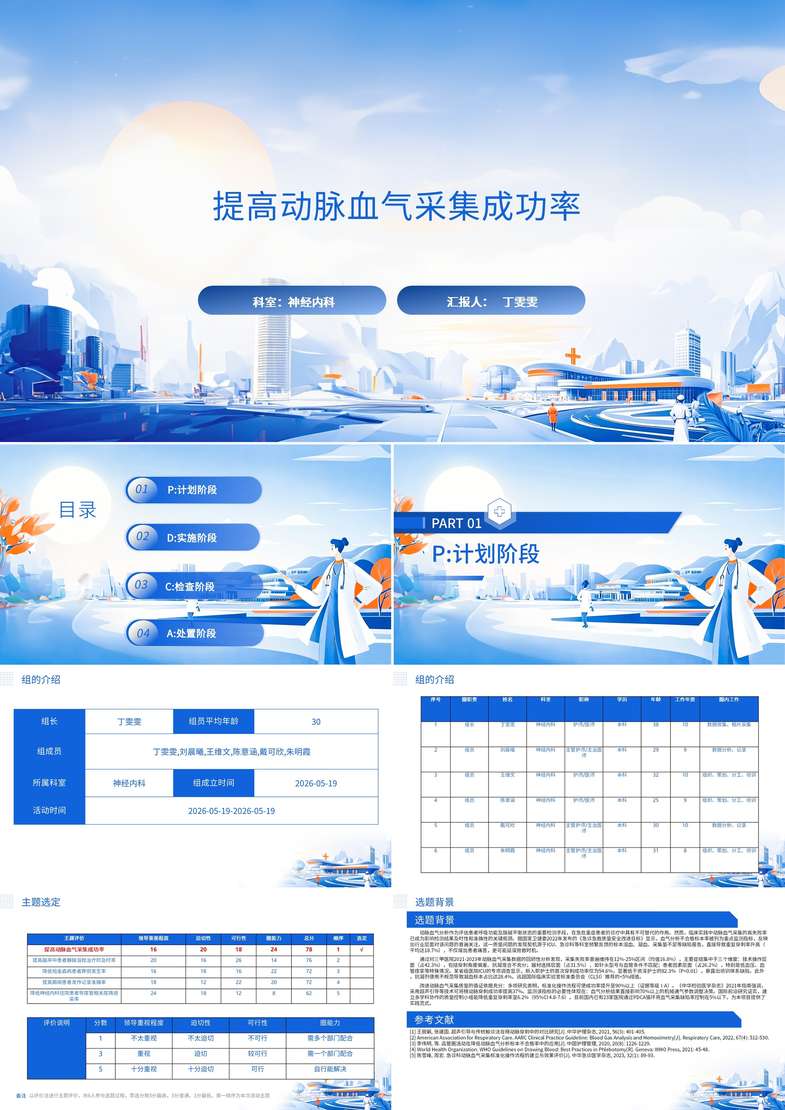 提高动脉血气采集成功率品管圈PDCA PPT模版