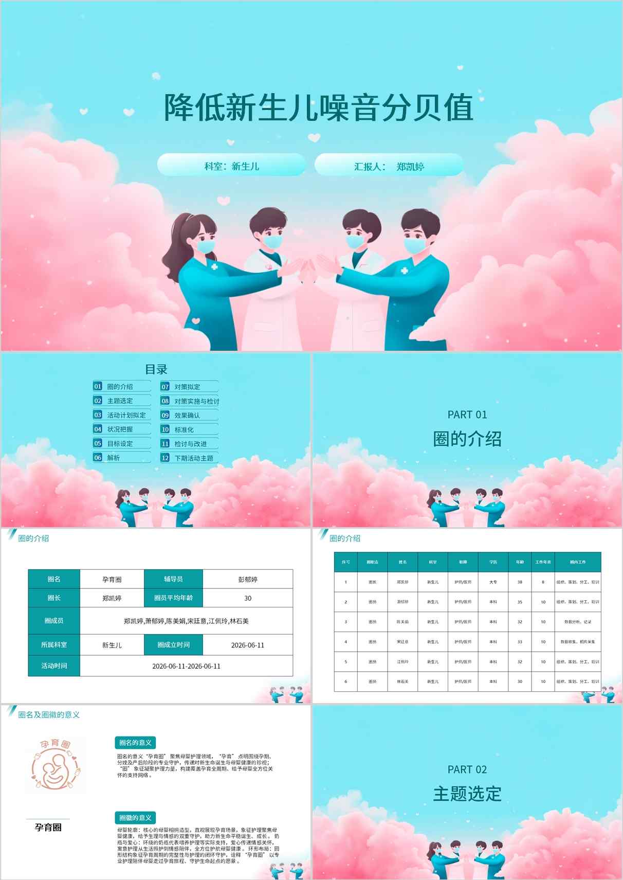 降低新生儿噪音分贝值 品管圈PDCA PPT模版
