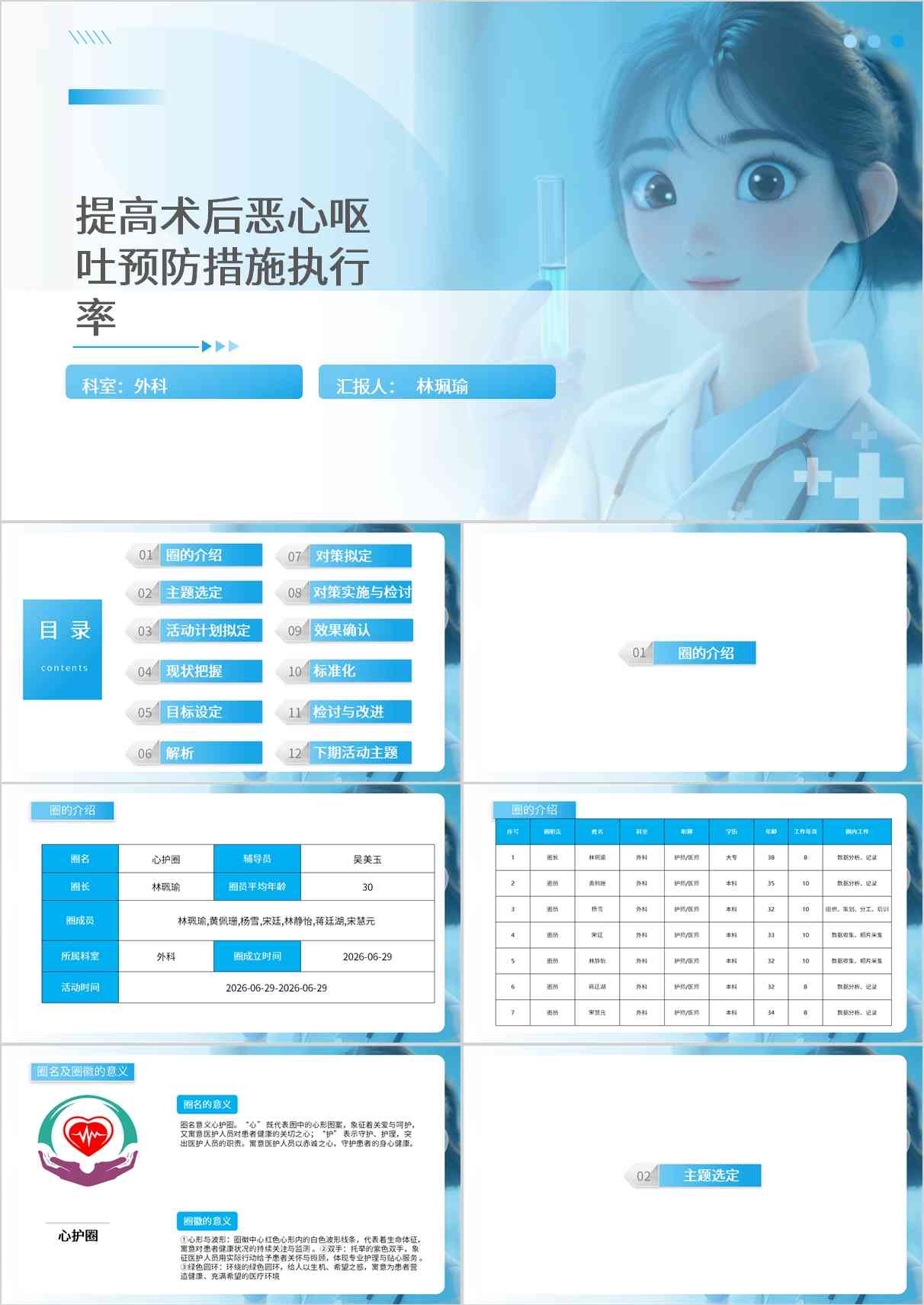 提高术后恶心呕吐预防措施执行率 品管圈PDCA PPT模版