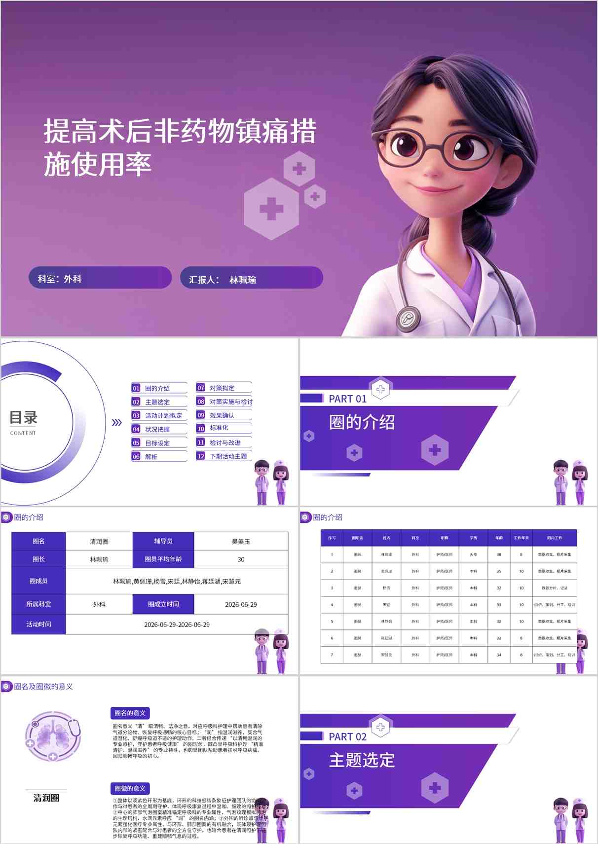 提高术后非药物镇痛措施使用率 品管圈PDCA PPT模版